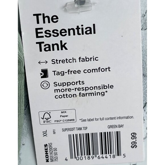 Sonoma Mens XXL Essential Green Tank Top 60% Cotton 40% Polyester Stretch Fabric - Picture 8 of 8